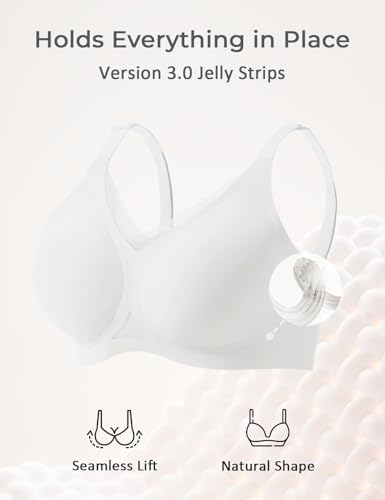 Image of Gailife Womens Jelly Comfortable Bras for Women No Underwire Supportive Bra | Wireless Bra Seamless Bralette Push Up,Soft Tshirt Bras,Mesh V /V Neck,U-back /X-back,Breathable Semi-fixed Pads,Bra Extender