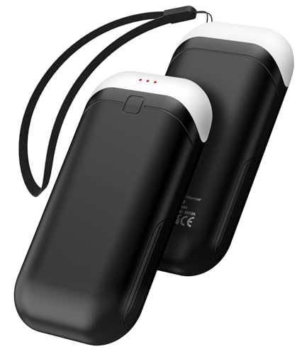 Hand Warmers Rechargeable [Equipped with Heat-conducting Silicone][Double-Sided Heating] [Shockproof] Suitable Skiing for Golf Hunting Hiking Outdoor Camping (Black, 5000mAh X2)