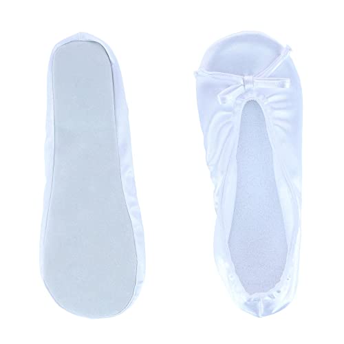 CTM Women's Satin Ballerina Slipper House Shoe3