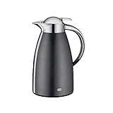 alfi Teekanne Signo, Thermoskanne Metall grau 1L, mit alfiDur Glaseinsatz, 1421.268.100, Isolierkanne hält 12 Stunden heiß, ideal für Tee oder als Kaffeekanne, Kanne für 8 Tassen