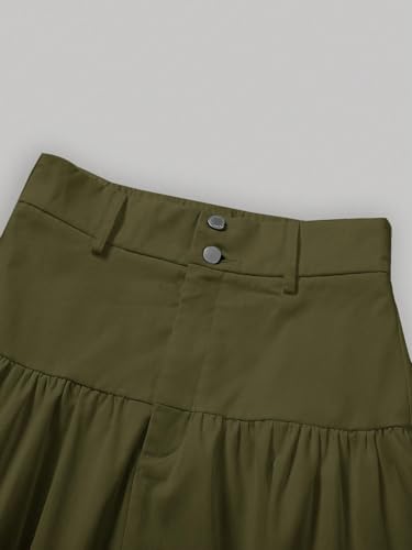 Women High Waist Solid Ruffle Hem Skirt Summer Skirt4