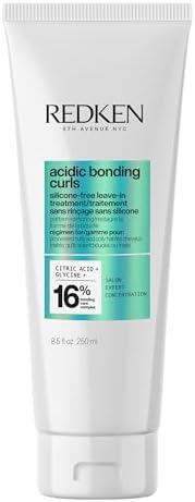 Redken Leave-in Treatment for Curly Hair, Acidic Bonding Curls, Heat Protection, Sulfate-Free, Reduces Frizz, Detangling Lotion, Curl Defining, 250mL