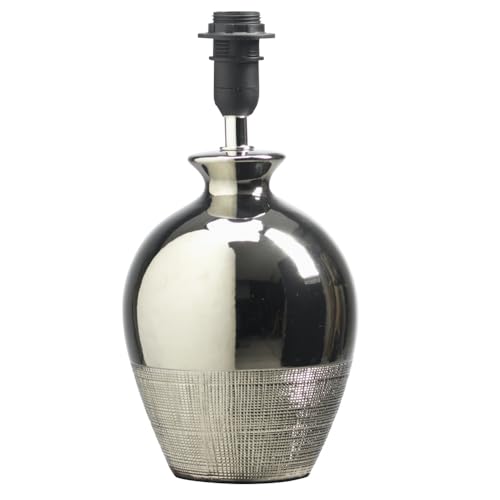 Britalia Chrome Metallic Ceramic Table Lamp Base - 26cm Height - 1 x SES E14 Small Edison Screw Lamp Required (Not Included). Suitable for Standard LED Lamps - Smart Lamps