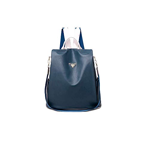 OMGA Fashion Women Backpack Purse Soft leather Anti theft Casual Shoulder Bag Fashion Ladies Satchel Bags Leisure Backpack (Blue)