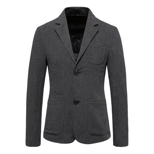 BERCIELY Mens Jacket Single Colour Big Size Mens Casual Jacket Lapel Pocket Decoration Suit Men Classic Business Suit Mens Jacket B-Grey 4XL