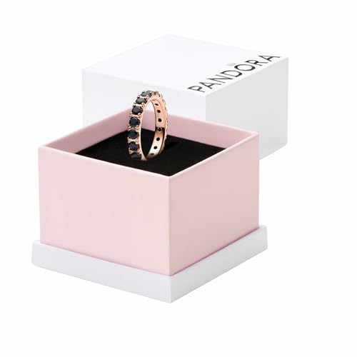 PANDORA Timeless Black Sparkling Row Eternity Ring - 14K Rose Gold-Plated Ring with Man-Made Crystal - Jewelry for Women - Includes Gift Box
