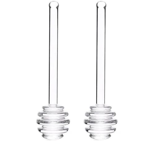 2 PCs Transparent 6 Inch Glass Honey Dipper Sticks Stirring Sticks Server? Honey Wand for Honey Pot Jar Containers Honey Dispense Drizzle, Clear Asparagus Servers Flatware