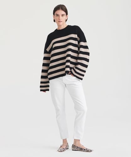 Women's Super Luxe Cashmere Striped Crewneck3