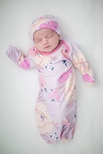 Baby Be Mine Newborn Gown and Hat Set Layette Romper Coming Home Outfit (Newborn, Anais)
