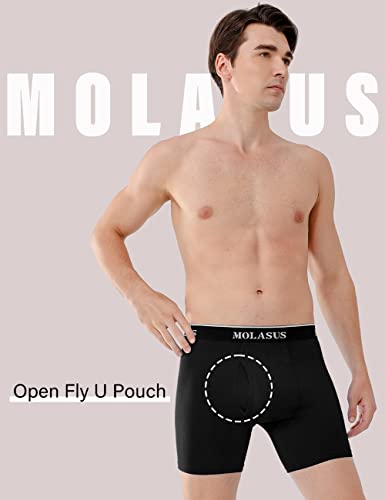Molasus Mens Boxer Briefs Soft Cotton Open Fly Tagless Underwear3