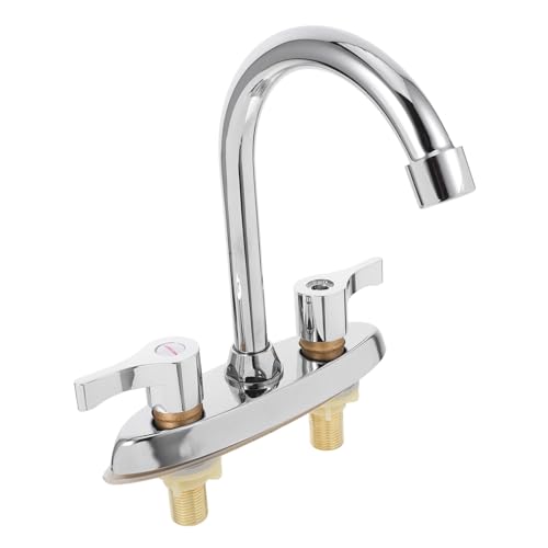 Yardenfun Grifo de Agua Fría y Caliente de Doble Palanca para Lavabo Grifo de Cocina de Diseño Compacto y Elegante Instalación y Duraderos para