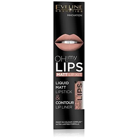 Eveline Oh! My Lips Matt Lip Kit Liquid Matt Lipstick And Contour Lip Liner 0 50 G, Nude Neutral Cover