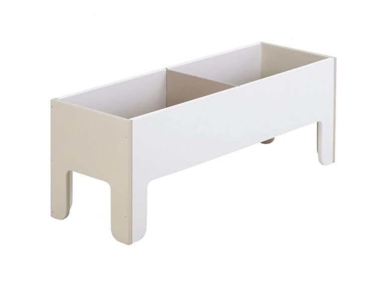 Coffre à jouet beige Belhome Minot meuble rangement enfant 2 cases