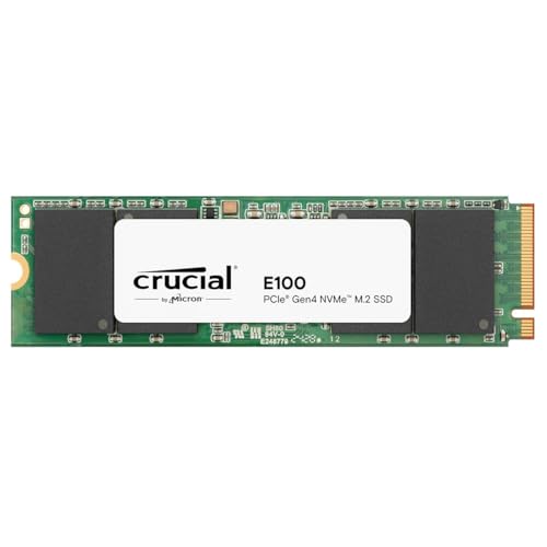 Crucial E100 480GB PCIe Gen4 NVMe M.2 SSD Interno, hasta 4.700 MB/s, Compatible con Ordenador Portátil y de Sobremesa - CT480E100SSD8
