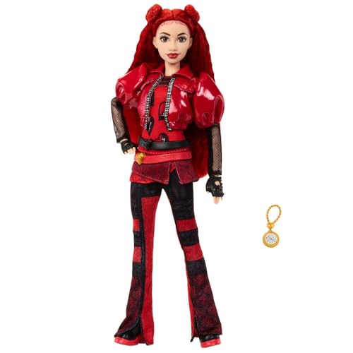Mattel Disney Descendants 4: The Rise of Red Fashion Doll and Accessories - Red, Daughter of the Queen of Hearts with Movie Inspired Clothes and Pocket Watch HWT93