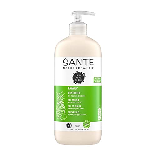 Sante Naturkosmetik Naturkosmetik - Gel de ducha orgánico de piña y lima, tamaño familiar de 500 ml, con dispensador, aroma afrutado y fresco, vegano, sin microplástico, para mujeres y hombres Cover