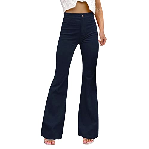 Pantalon évasé en velours côtelé avec sa taille haute extensible confortable