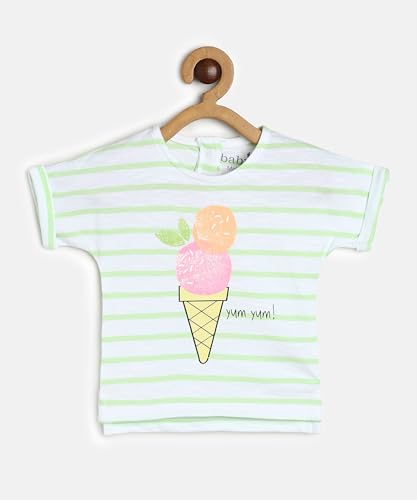 Image of miniklub Baby Short Sleeve Round Neck Knitted Blended Cotton Knit Top, Pack of 2 (Multi Color)