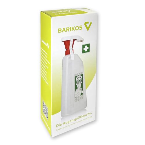 ​BARIKOS KS Augenspülflasche – Erste Hilfe Augendusche 620 ml für Säuren, Basen & Fremdkörper – Ph-neutral, ergonomisch, DIN EN 15154-4 zertifiziert​