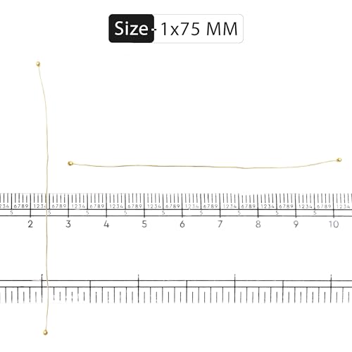 Embroiderymaterial 1MM Thick Double Ball End Head Pins Jewellery Findings for Jewellery Making (Gold, 7.5CM, 250 Pieces)