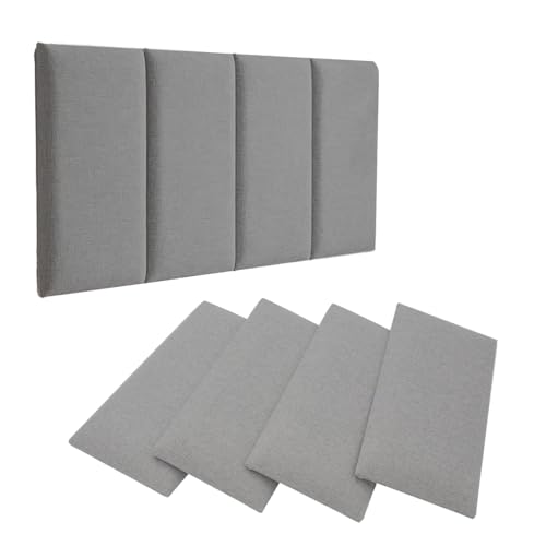 Lot de 4 panneaux muraux rectangulaires décoratifs 40 x 20 cm, en coton et lin, autocollants, utilisables comme tête de lit ou panneau de protection contre...
