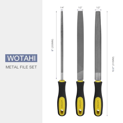 WOTAHI Metal File Set - 3PCS T12 Carbon Steel Files with 200mm/8-Inch Double-Sided Teeth in Round, Half-Round, and Flat Shapes for Professionals and DIY Woodworking/Metalworking 2 WOTAHI Metal File Set - 3PCS T12 Carbon Steel Files with 200mm/8-Inch Double-Sided Teeth in Round, Half-Round, and Flat Shapes for Professionals and DIY Woodworking/Metalworking - Image 2
