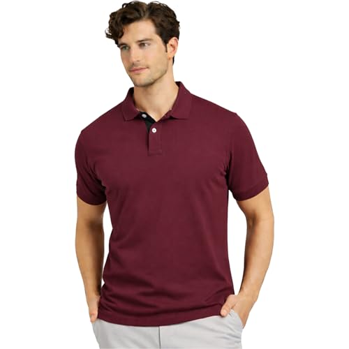 Image of Men's Premium Cotton Pique Polo T-Shirt, Classic Fit Short Sleeve Casual Summer Shirt, Soft & Breathable Fashion Polo