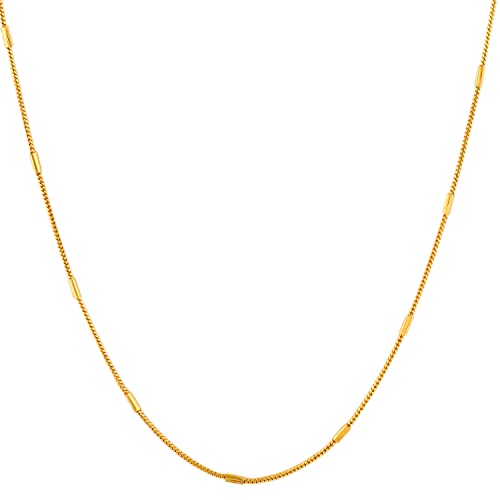 Fashion Frill Stylish Golden Chain Thin Light Weighted Gold Plated Gold Chain For Men Boys Women 28 Inches