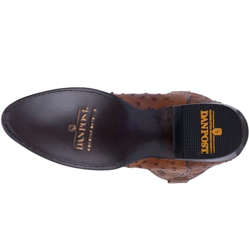 Image of Dan Post Mens Tempe Ostrich Embroidered Pull On Round Toe Dress Boots - Brown