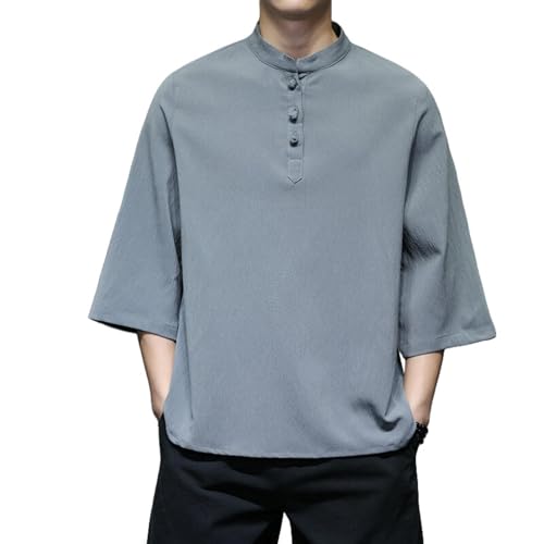 Chemise d'été homme ample anti-transpiration col Mao
