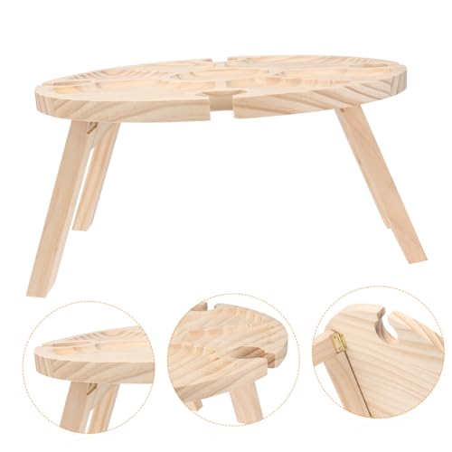 Table en bois pliante ronde kaki VICASKY pour camping - 8