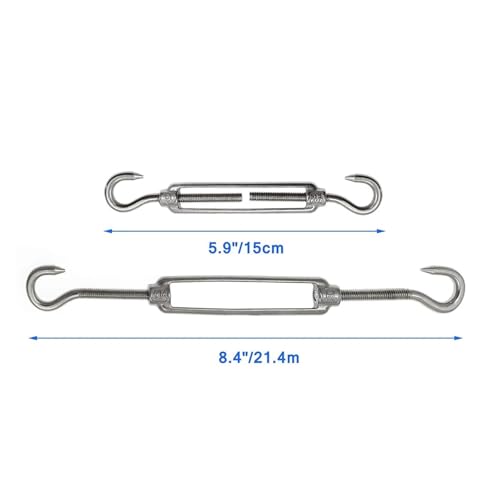 Tensores para cables tipo gancho de acero inoxidable 304, juego de 5 unidades M6 miniatura 3