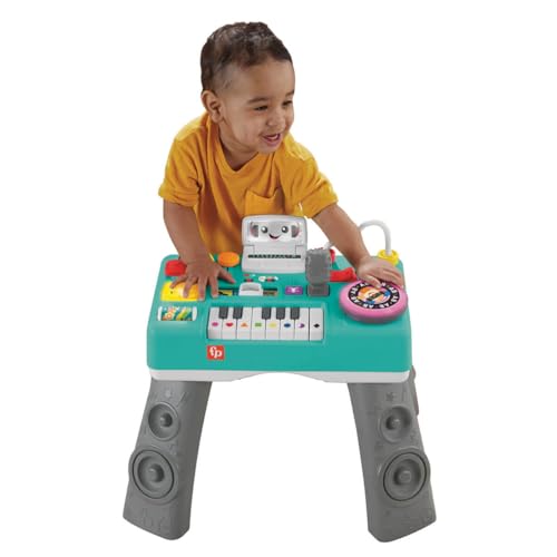 Image of Fisher-Price Fun DJ Activity Table Fisher-Price Fun & Learn Music Educational Toy Funny DJ Activity Table for Baby & Toddler HRB61