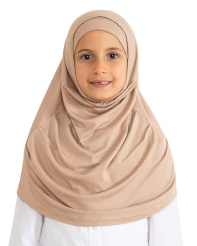 Prien Easy To Wear Hijab For Girls, Muslim Scarf for Kids, Instant Hijabs For Women, Viscose Children Scarves For Ramadan Eid (Deep Mink)
