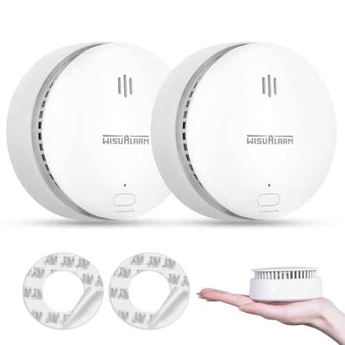 Smoke Alarms for Home 10-Year Battery Smoke Alarm Fire Alarm with Test/Silence Button Smoke Detector Certificated by TUV Conforms to EN14604 Standard (2pcs)