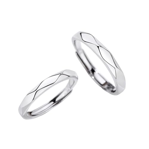 Bague fiancaille homme femme en argent 925, alliance géométrique réglable de haute qualité