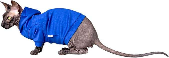 Kotomoda Sphynx Cat's Hoodie Royal Blue Naked Cat Hairless Cat