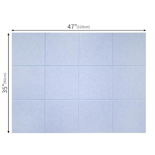 Large Cork Board Felt Wall Tiles, 47"x35" 12 Pack Felt Bulletin Board Pin Board with 48 Safe Removable Adhesive Tabs, 60 Push Pins, Alternative Cork Board for Walls Home Office, Lavender — view 6