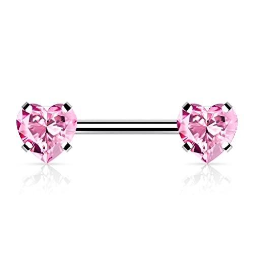 Paula & Fritz® Piercing push-in para pezón, circonita, acero quirúrgico 316L, bola multicolor, 1,6 mm de grosor, sin rosca, barra recta, puente, Acero inoxidable Circonia cúbica, Circonia cúbica