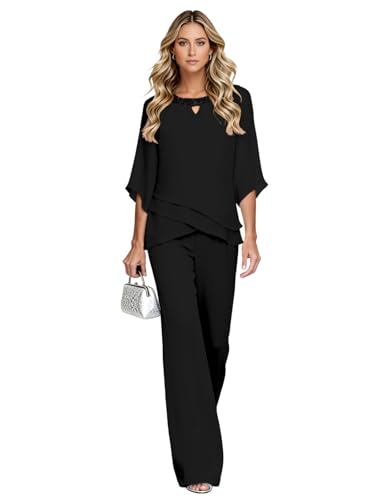 Black Mother of The Bride Pant Suits for Women 2 Pieces...