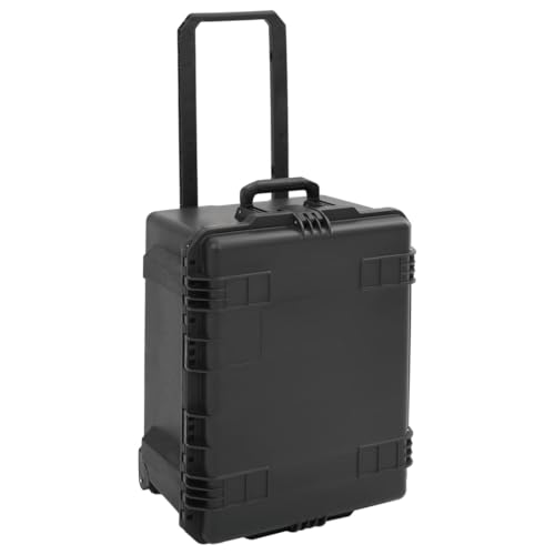 vidaXL Portable Flight Case, Hard Case with Handle and Foam, Lockable Tool Box for Transportation Travelling, Black 24.6"x19.5"x14.6" PP3