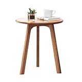 Hymus 100% Solid Oak Small Side Table - Stylish Design Round End Table with 3 Legs Pillars for Livin
