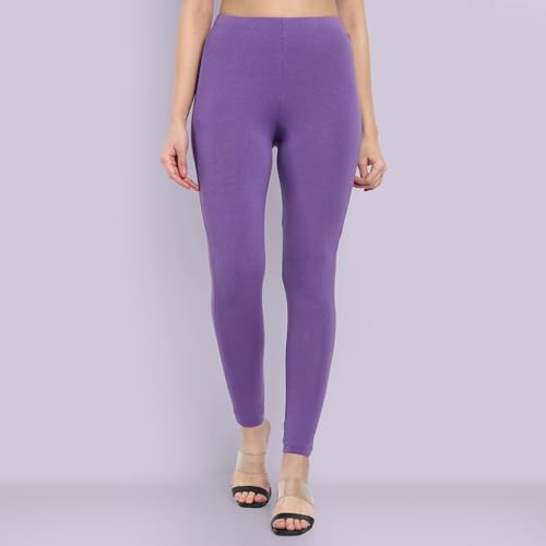 Image of ONE SKY Women Full Length Leggings | Cotton Modal Spandex Blend | High Waist Stretchable & Bio-Washed Fabric | Colour-Lock Technology | Comfortable Leggings for Women