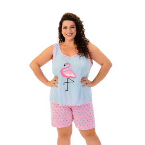 Kit 3 Conjuntos de Pijama Feminino Adulto Personagens Curto Verão Estampado (XGG, Variados)