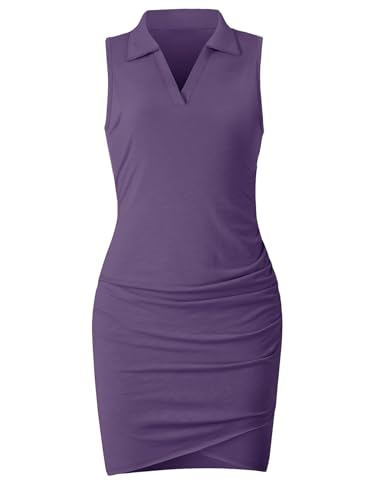 Image of AUXDIO Women Summer Bodycon Dresses Casual Tank Sleeveless Ruched Wrap 2026 Party Club Mini Dress
