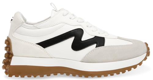 Steve Madden Women's Campo Sneaker, White/Black, 6.5 M US