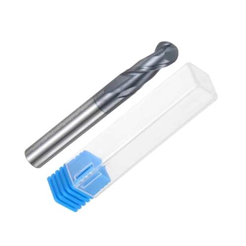 Image of uxcell Ball Nose End Mill CNC Router Bit, 5 /32 inch Radius 5 /16 inch Shank Solid Carbide AlTiN Coated Upcut Spiral 2 Flutes Cutter Milling Tool, 5 /16 inch Dia 2-1 /2 inch Total Length