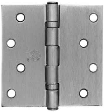 4.0" x 4.0" Square Corners Ball Bearing Door Hinge (Dull Chrome, Pack of 2)