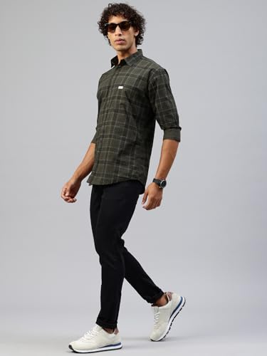 Image of Majestic Man Men Comfort Slim Fit Pure Cotton Tartan Checked Casual Shirt
