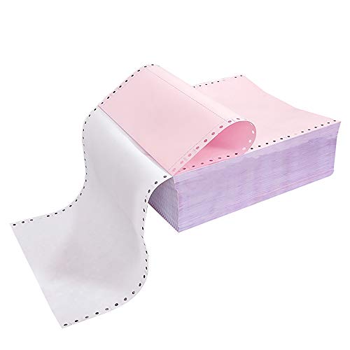 Image of FirstZi 9-1 /2 x 11 Inches NCR Continuous Feed Computer Paper 2-Ply, 1000 Count Carbonless Copy Paper for Dot Matrix Printers, 2-Part 500 Sets, Margin Perforated, White /Pink